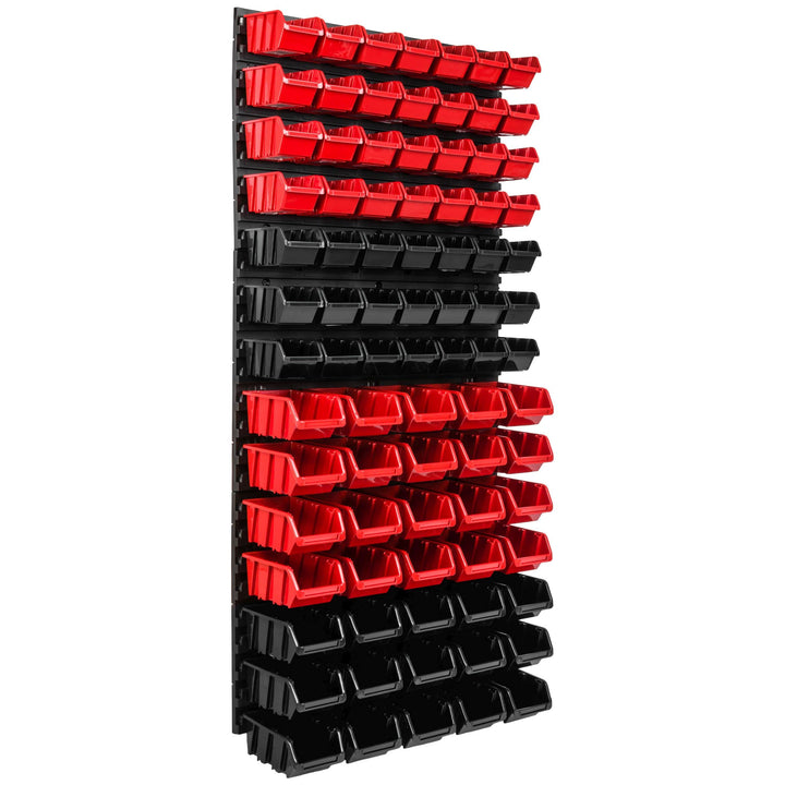 Lagersystem Werkstattregal | 57 x 116 cm | 84 stck. Box | Wandregal mit Stapelboxen - Wandplatten Ex