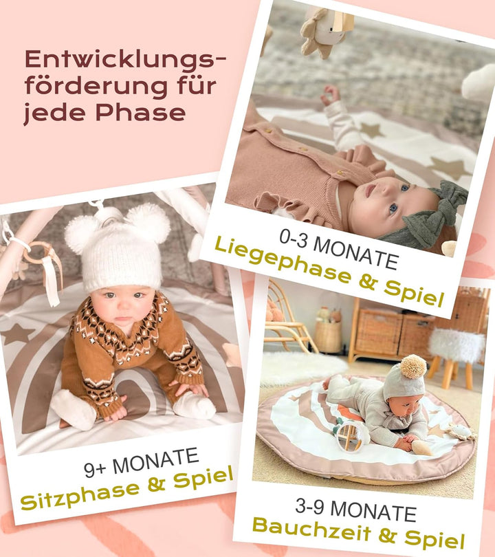 Mallify Baby Spielbogen, Aktivitätsmatte Spieldecke für Bauchzeit mit 7 abnehmbaren Spielzeugen und