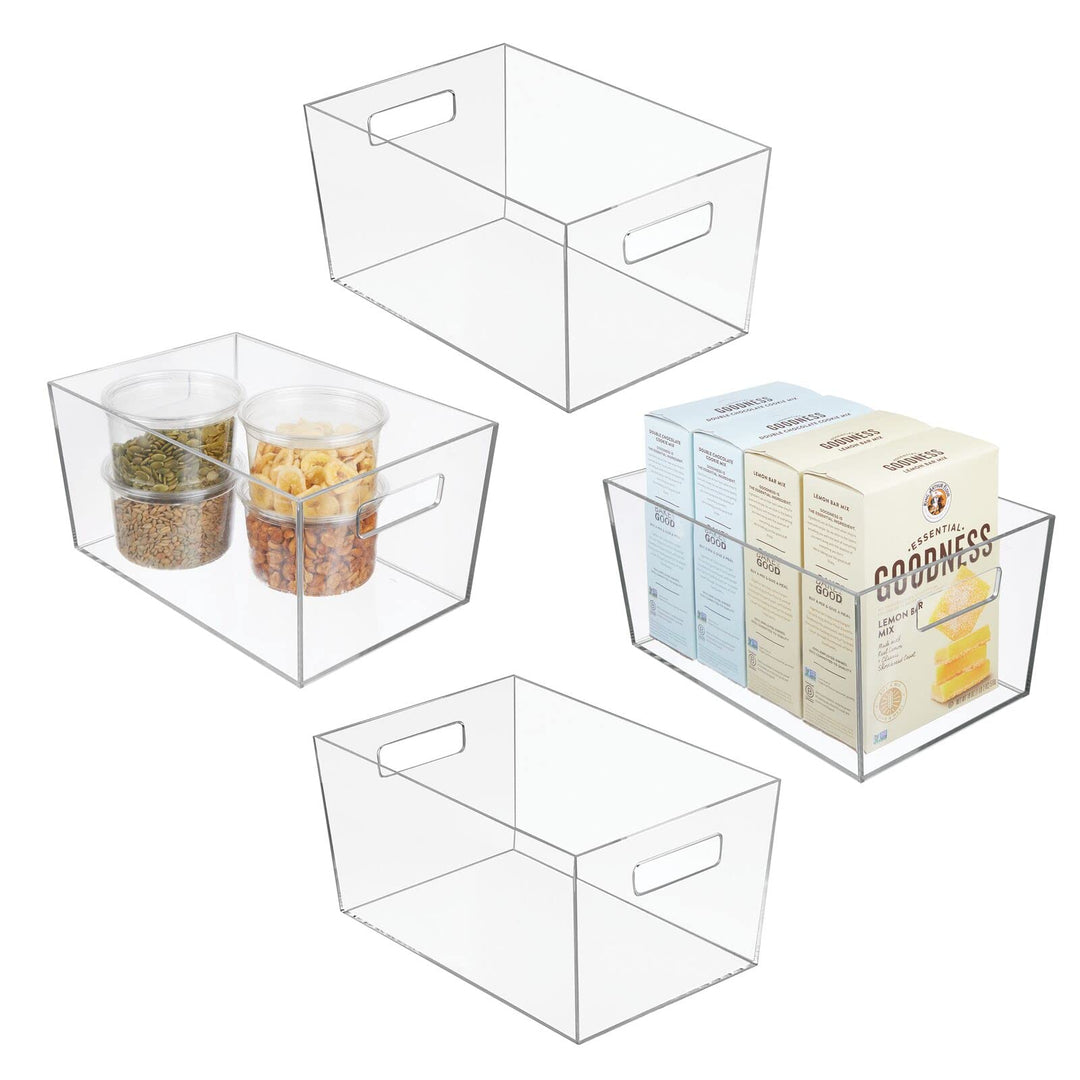 mDesign Aufbewahrungsbox mit Griffen – mittelgrosse Kühlschrankbox zur Lebensmittelaufbewahrung – Ki
