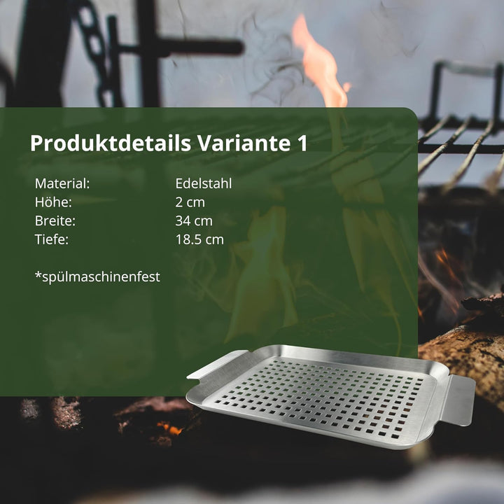 HeRo24 Grillkörbe 3er Set Edelstahl Grillpfanne Grillplatte