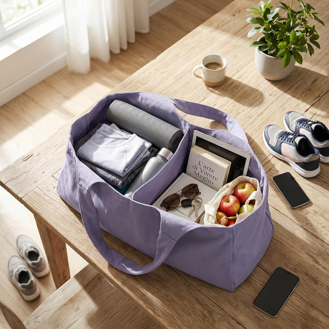 Yogatasche, Lila übergrosse Sporttasche, Wasserdicht Tragetasche für Yogamatten Canvas-Material Dame