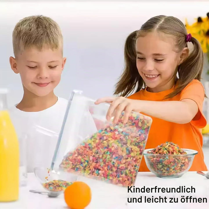 Müsli-Aufbewahrungsbehälter, 4 l, luftdichter Klappdeckel, BPA-frei, transparenter Kunststoff mit Et
