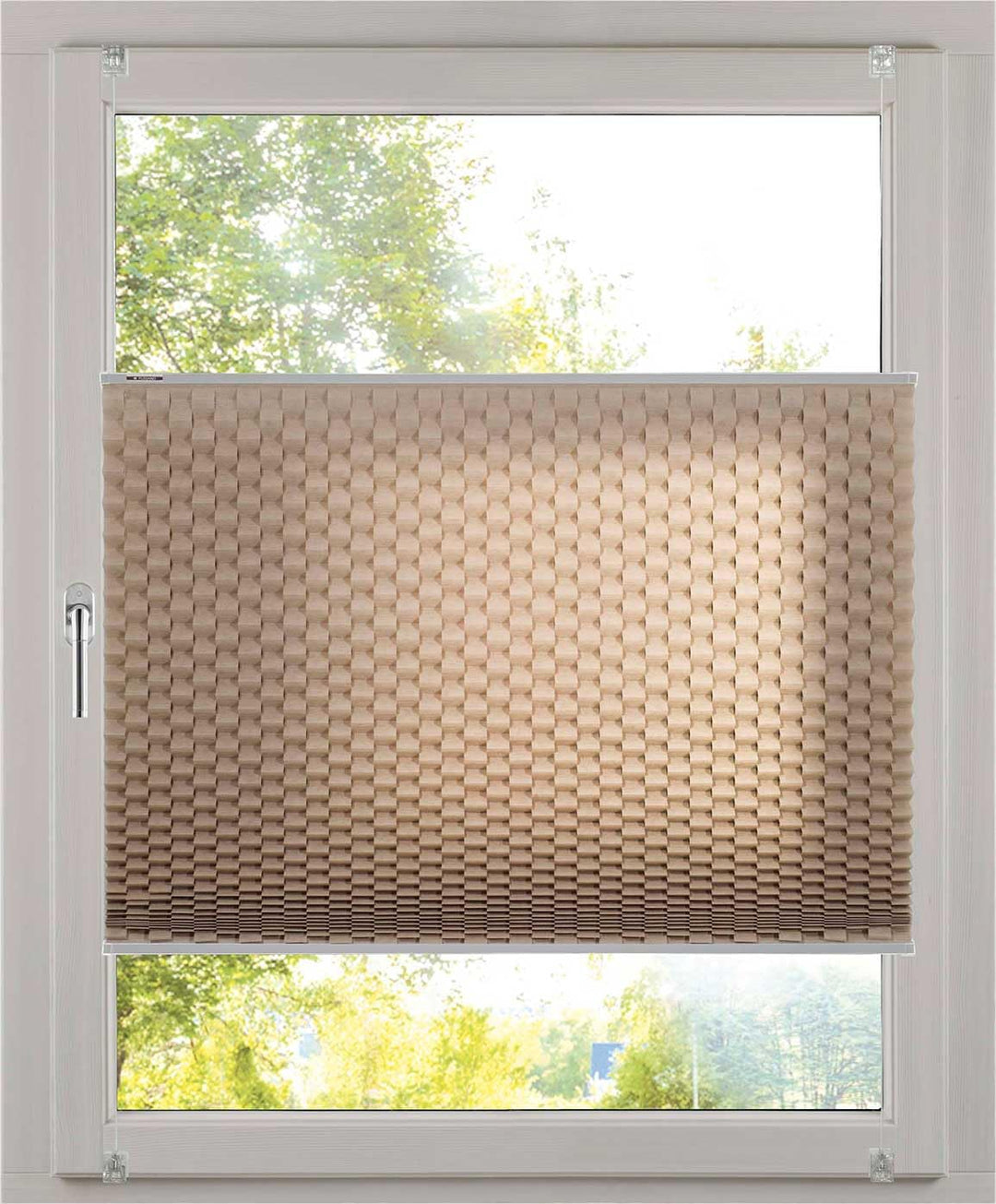 K-Home Klemmfix Plissee 3D-Effekt Taupe 80 x 130 cm B80 x H130 cm 3d-struktur Taupe, B80 x H130 cm 3