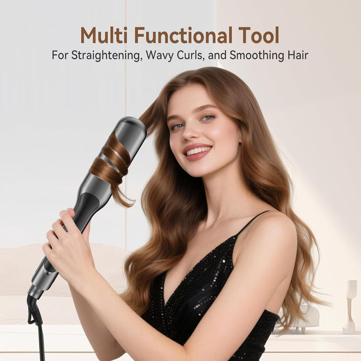 UKLISS Dampf Glätteisen Breit mit LCD Display, Haarglätter für Ultraglatte Haare, Temperatureinstell
