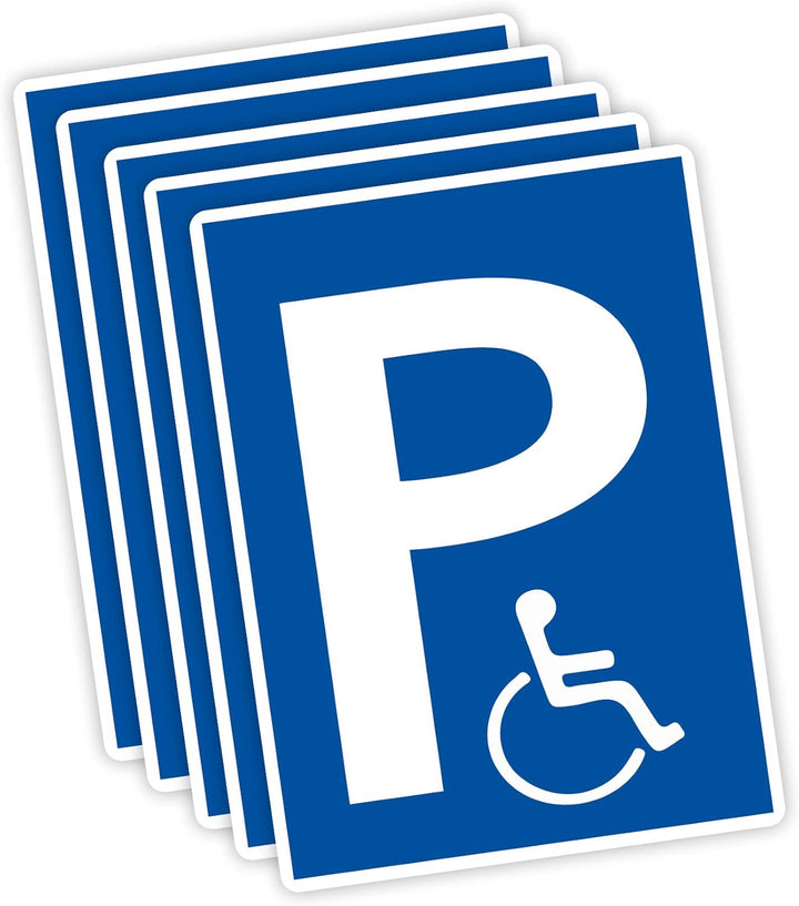 5 Stück XXL Behindertenparkplatz Schild 30 x 40 cm aus stabiler PVC Hartschaumplatte 5mm Parkplatz f