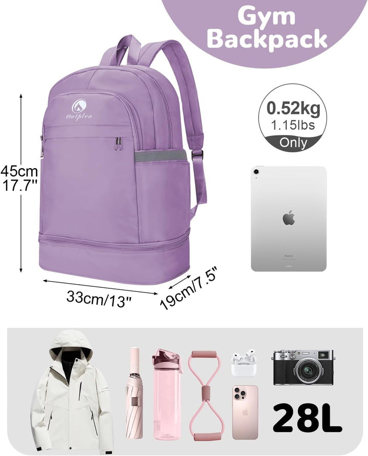 28L Reiserucksack Herren Damen, Schwimmrucksack mit Nasser Taschen, Wasserdichter Sportrucksack mit