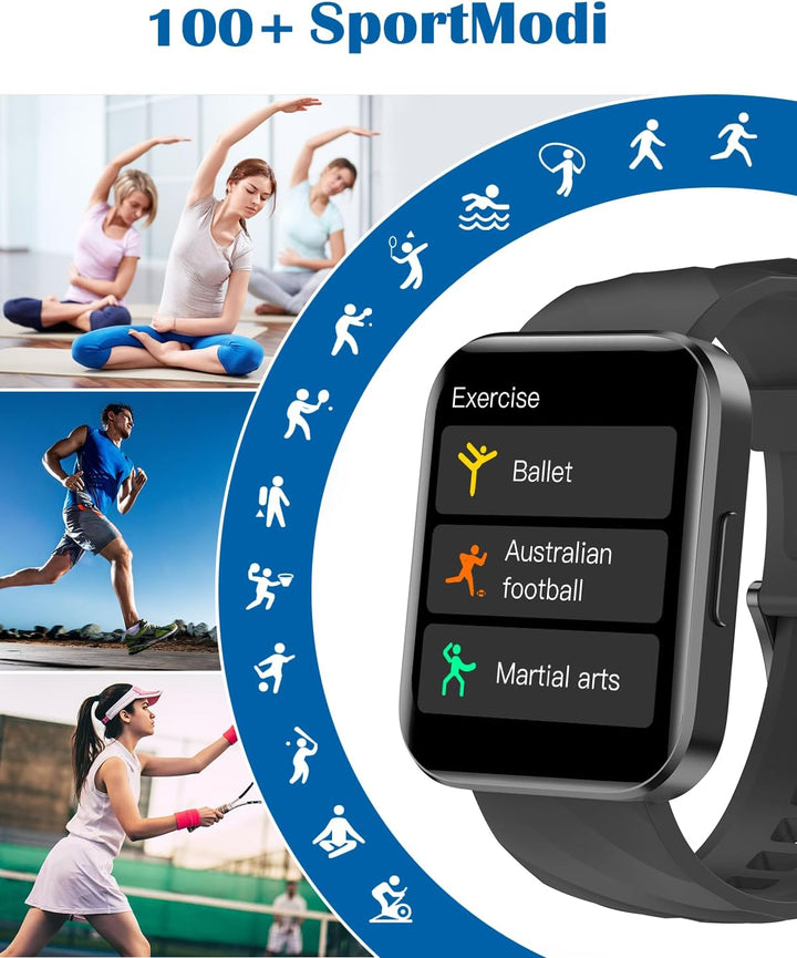 RUIMEN Smartwatch Damen Herren mit Telefonfunktion Fitnessuhr Schrittzähler Uhr mit Pulsmesser SpO2