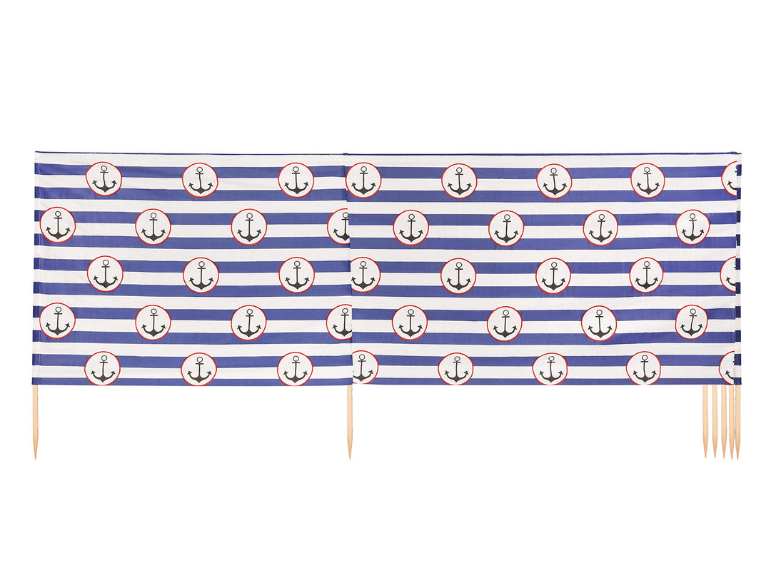 Ladeheid Windschutz Strand Sichtschutz mit Holzstab praktisches Strand Zubehör LAEX001 4 m Streifen/
