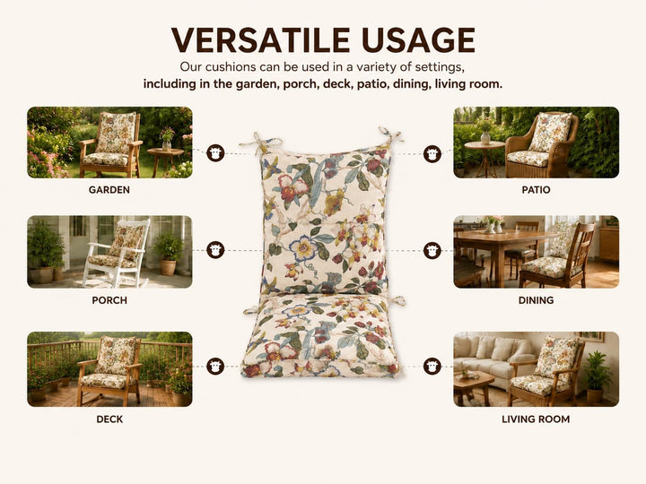 Makimoo Set mit 4 Outdoor Gartenstuhlauflagen, Gartenstuhl Kissen, 110 x 52,5 x 11,5 cm, Sitzkissen