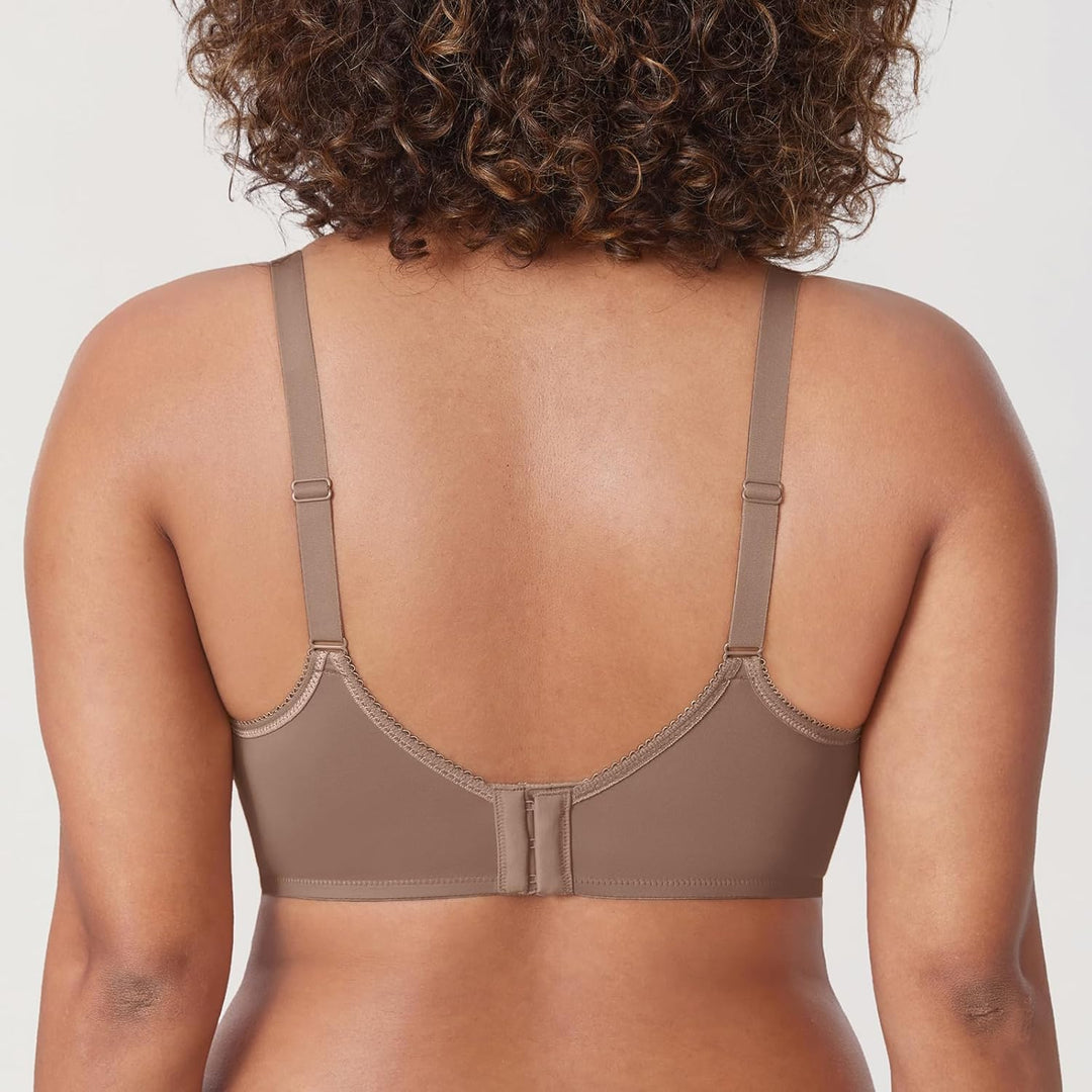 DELIMIRA Damen mit Bügel Nahtlose Vollschalen T-Shirt BH Gepolstert Grosse Grössen 70C Braun Lila, 7