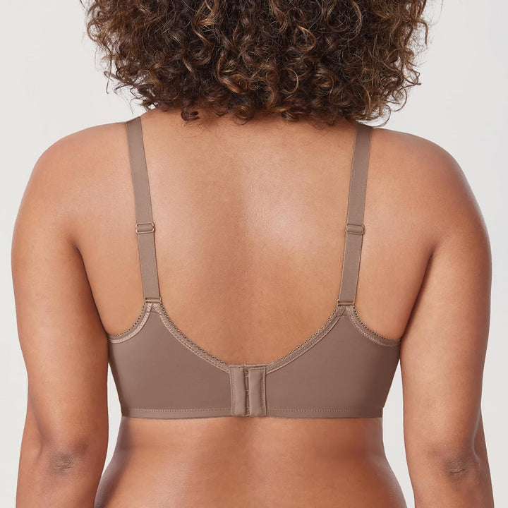 DELIMIRA Damen mit Bügel Nahtlose Vollschalen T-Shirt BH Gepolstert Grosse Grössen 70C Braun Lila, 7