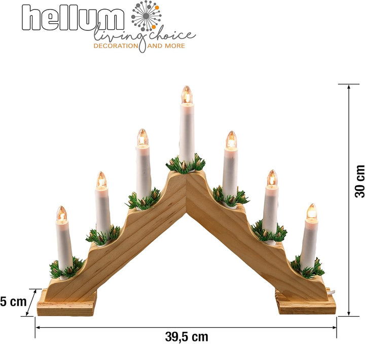 hellum Schwibbogen Weihnachten, 39,5x30cm, Lichterbogen Weihnachten mit Strom und Schalter, Schwibbo