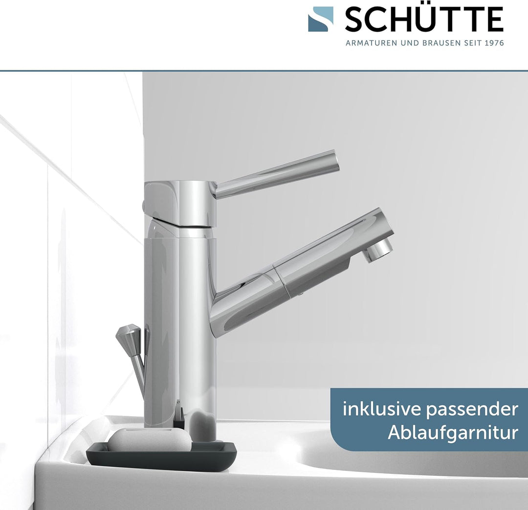 Schütte Waschtischarmatur Cornwall, Badarmatur, Wasserhahn für das Bad, Einhebelmischer mit Ablaufga