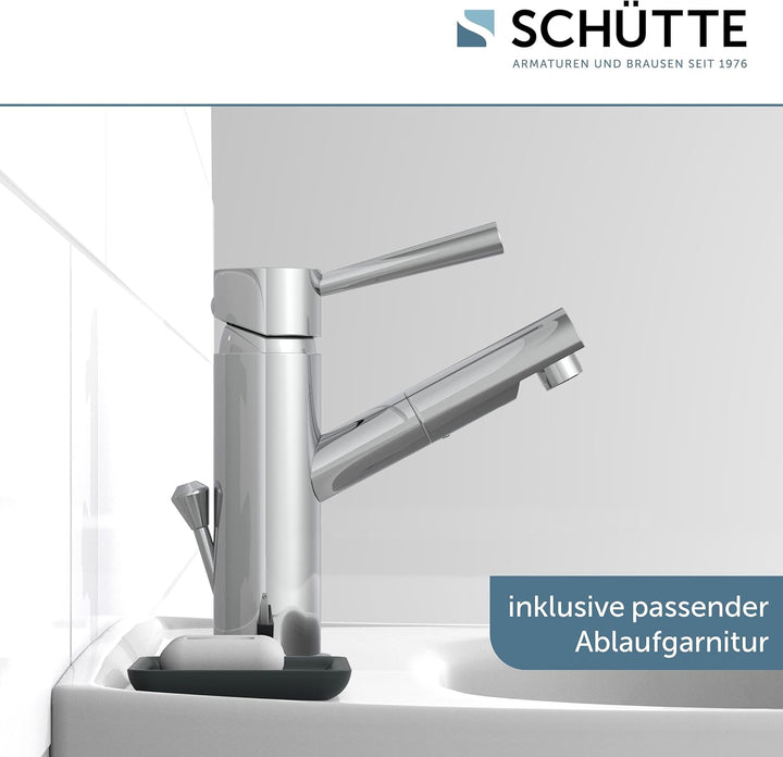 Schütte Waschtischarmatur Cornwall, Badarmatur, Wasserhahn für das Bad, Einhebelmischer mit Ablaufga