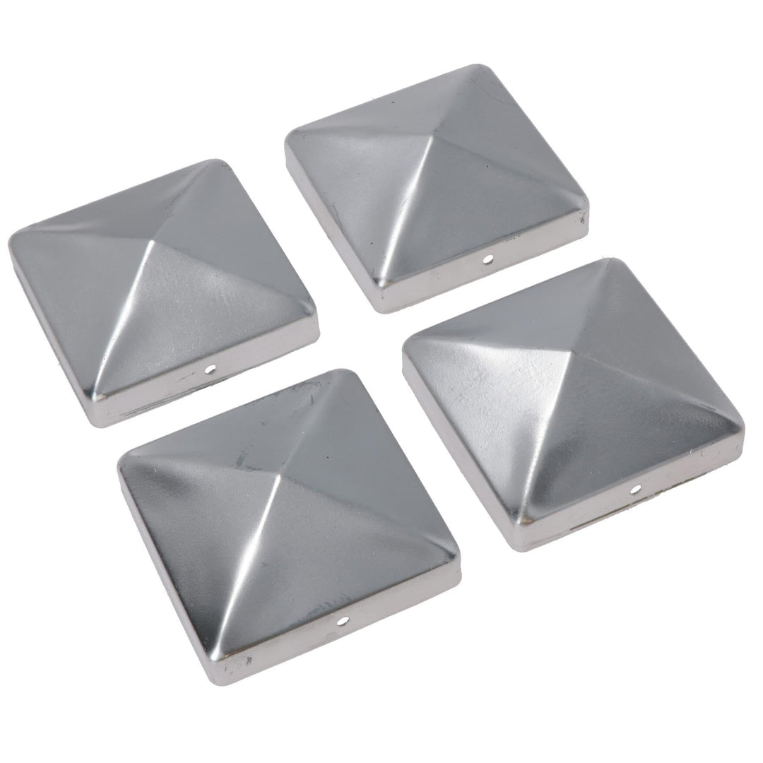 Zaunpfostenkappen aus Metall für Zaunpfosten, 100 mm x 100 mm, Schutzabdeckung, Silber, 4 Stück 4 x
