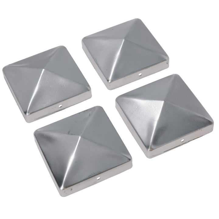 Zaunpfostenkappen aus Metall für Zaunpfosten, 100 mm x 100 mm, Schutzabdeckung, Silber, 4 Stück 4 x
