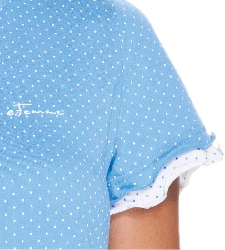 e.FEMME Damen Schlafanzug Marion 310, Kurzarm, aus 50% Baumwolle und 50% Modal 36 Blau, 36 Blau