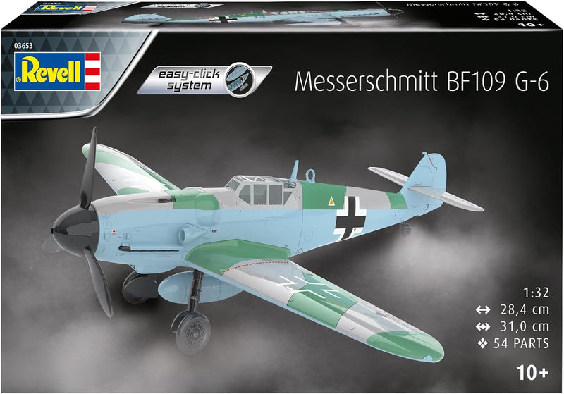 Revell Modellbausatz I Messerschmitt Bf109G-6 I Easy-Click-Bausatz I Detailreiches Militärfahrzeug I