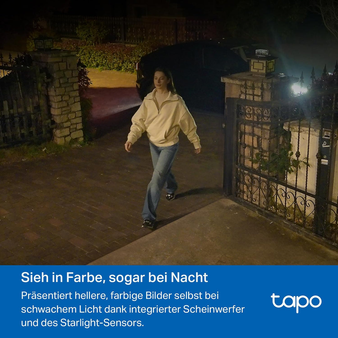Tapo C460 4K 8MP Überwachungskamera Aussen Akku, Starlight-Farb-Nachtsicht, Dual-Band WLAN, Magnetfu