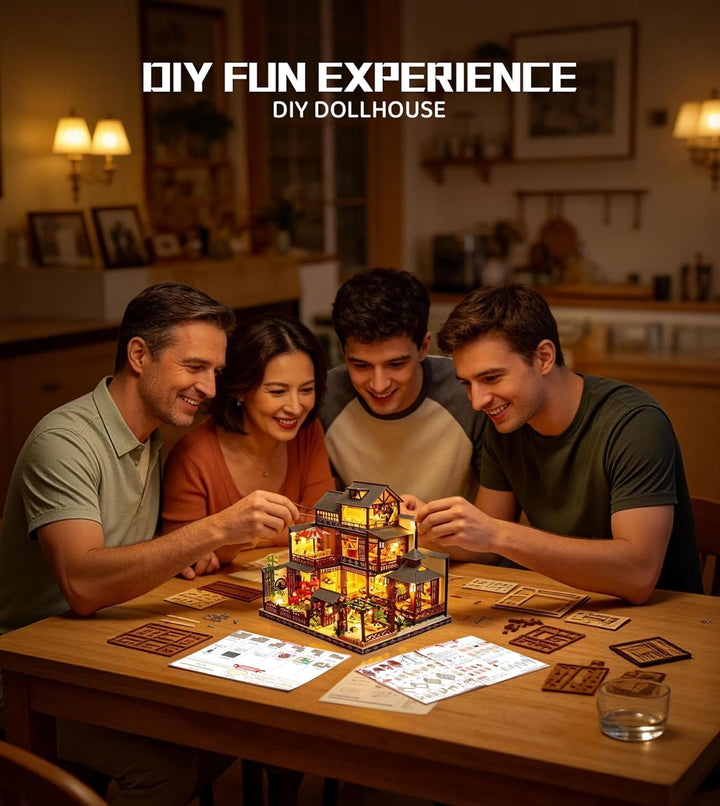 Spilay DIY Miniature House, Mini Handgefertigte Grosse Japanische Hof Modell Plus mit & Musik Box, 1