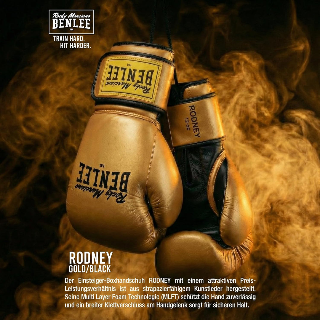 BenLee Kunstleder Boxhandschuh Rodney 10 oz Gold/Black, 10 oz Gold/Black