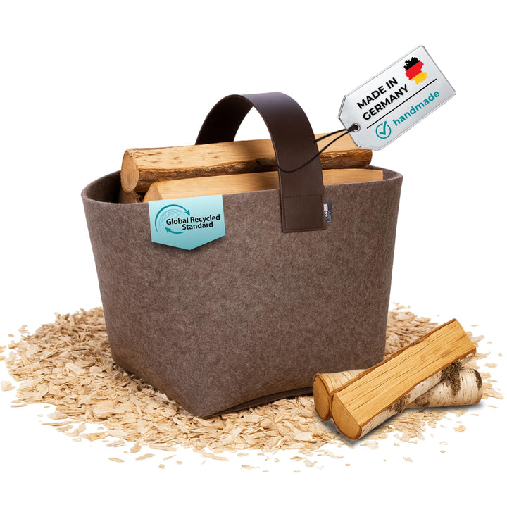 kontor28® - Kaminholzkorb aus Premium Filz 100% MADE IN GERMANY | Brennholzkorb Füllvolumen 40 L mit