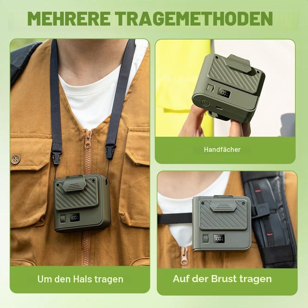 Tragbarer Ventilator Akku, Tragbarer Hüftclip-Lüfter, Klein T Shirt Ventilator mit Clip, Aufladbarer