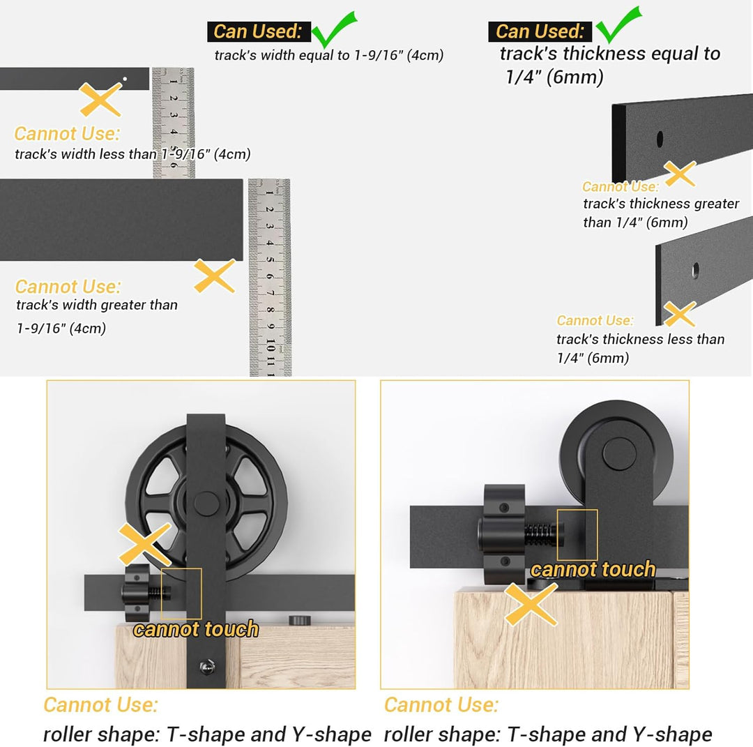 CCJH Schiebetürstopper für Scheunentürstopper, Scheunentürstopper, Hardware für obere Schiene, 1 Paa