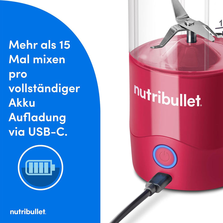 nutribullet Portable Mixer, 475ml BPA-freies Tritan Becher, Mini-Mixer mit 4-Punkt-Edelstahlklinge,