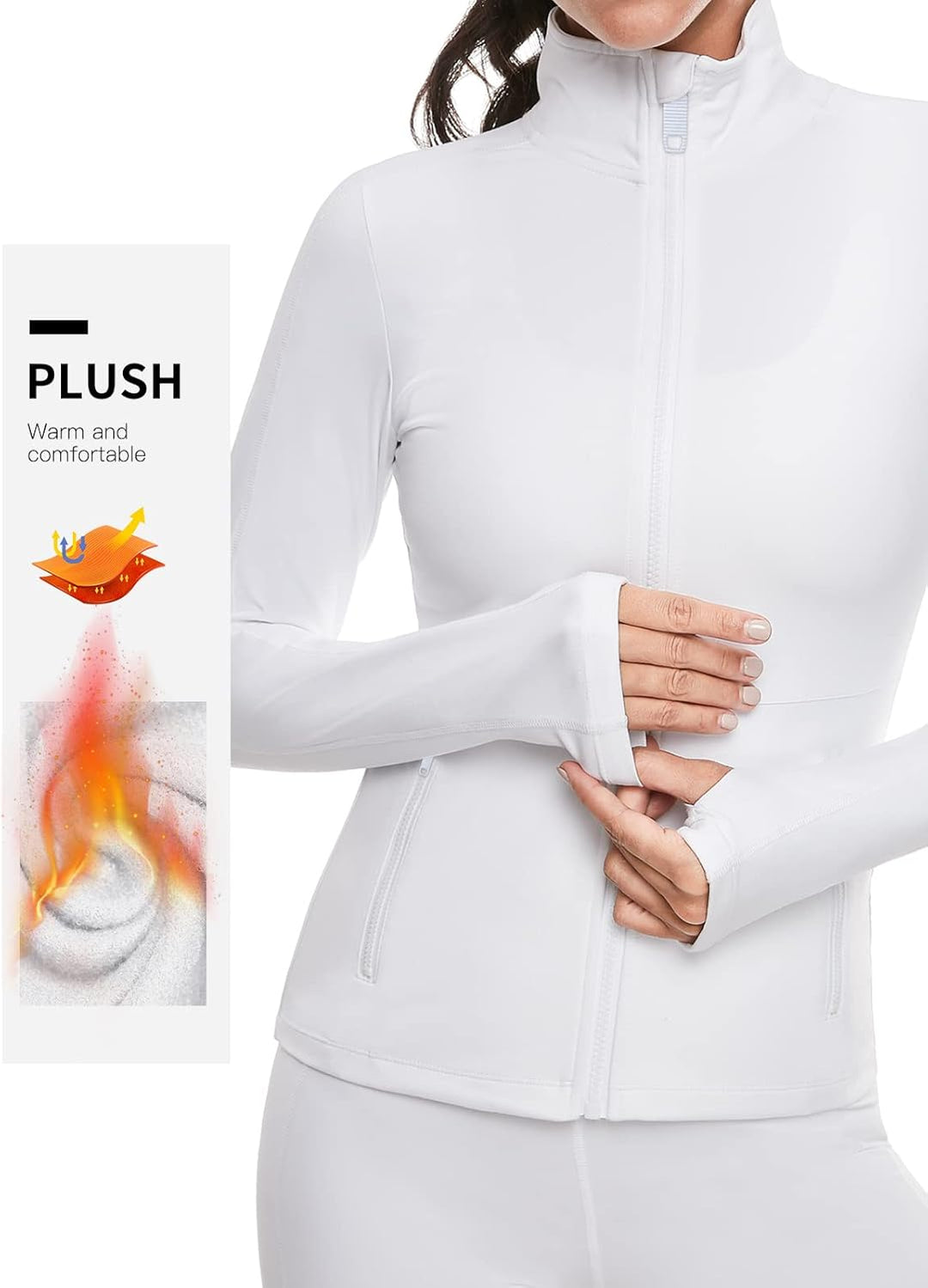 VUTRU Damen Laufjacke Hoher Kragen Leicht Sportjacke Langarm Yoga Shirt Fitness Jacke Atmungsaktive