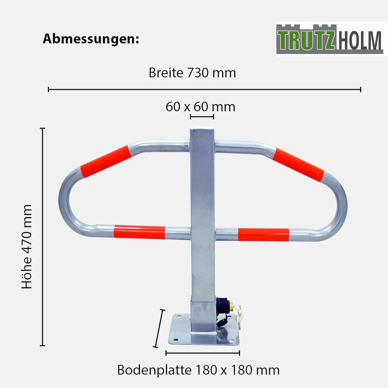 Parkplatzsperre Parkplatzbügel Sperrbügel Parkplatzblockierer Parkbügel Poller klappbar, Schloss obe