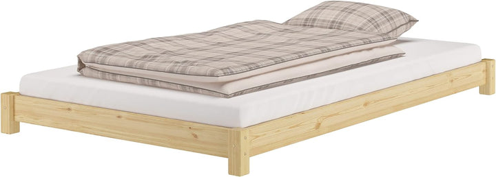 Erst-Holz Breites, flaches Futonbett Einzelbett 120x200 Kiefer massiv V-60.51-12, Ausstattung:ohne Z