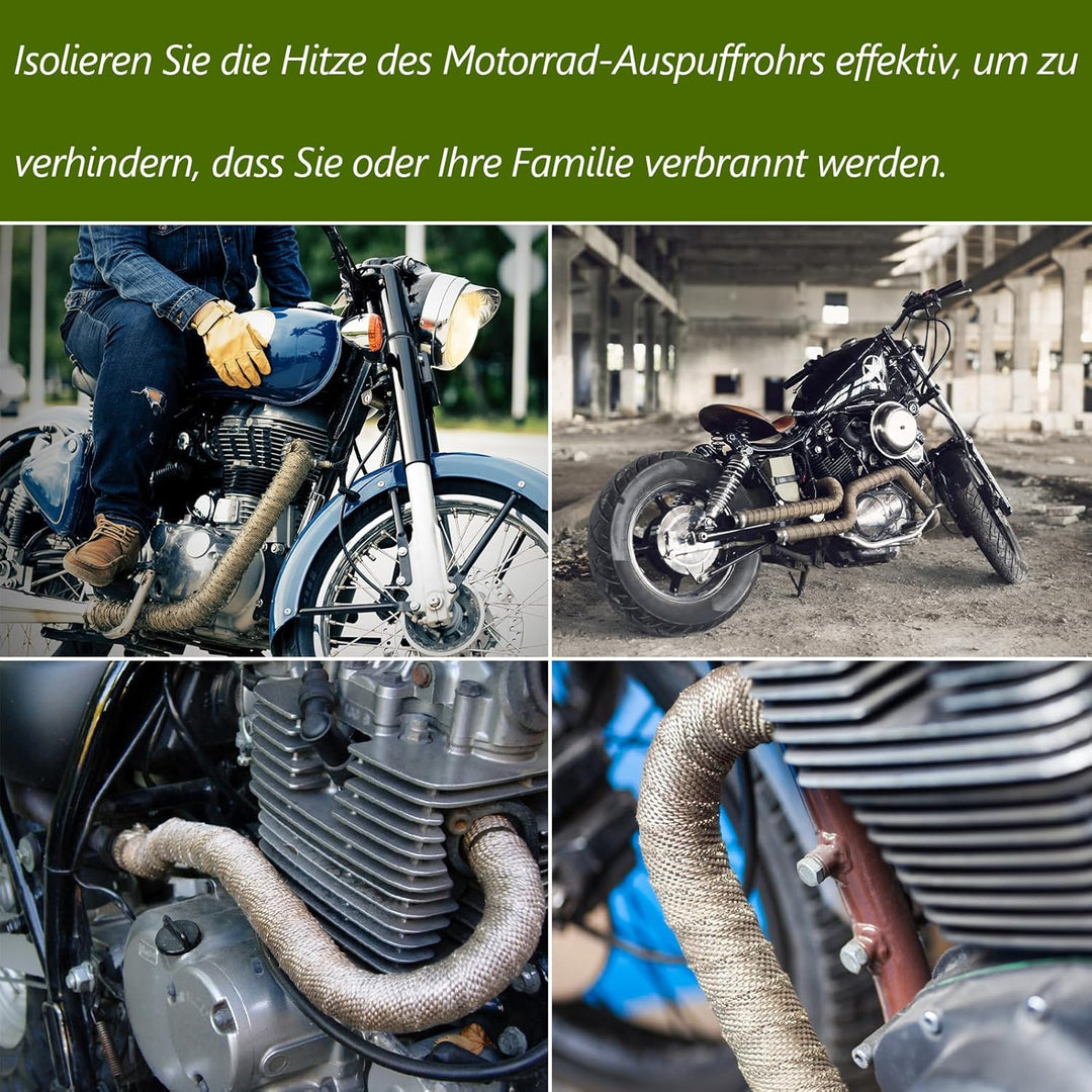 LIHAO Hitzeschutzband Basaltfaser Auspuffband 10M mit Kabelbinder für Fächerkrümmer Thermoband Krümm