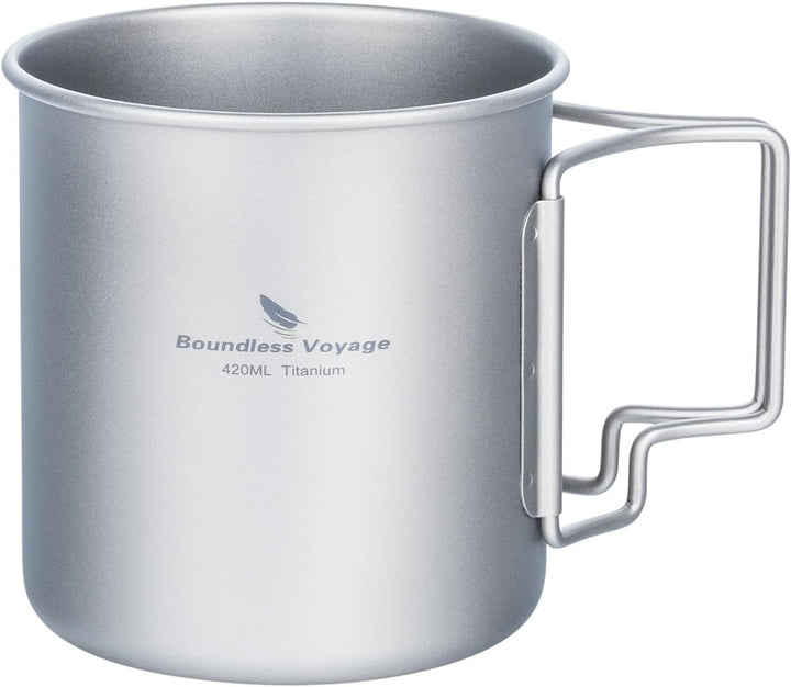 iBasingo Titan Becher Camping Topf Outdoor Kaffee Tee Tasse mit Deckel & Faltbarem Griff 200ml/300ml