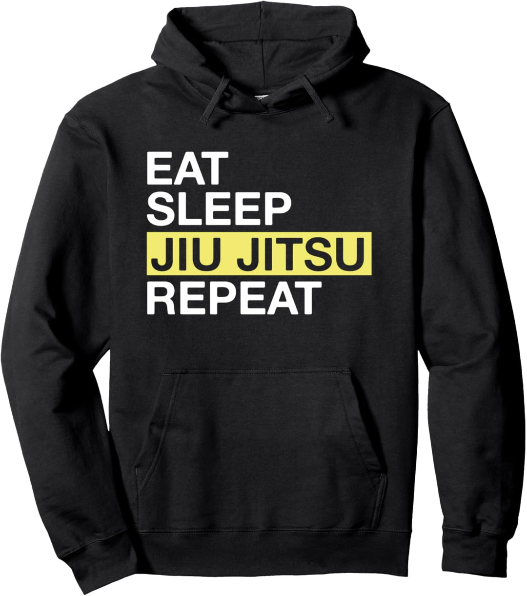 Jiu Jitsu Gift for Martial Artist Eat Sleep Jiu Jitsu Repeat Pullover Hoodie