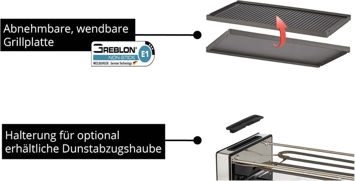 Unold 48730 Raclette Finesse Basic Raclette-Grill für 8 Personen, wendbare Antihaft-Grillplatte, ele
