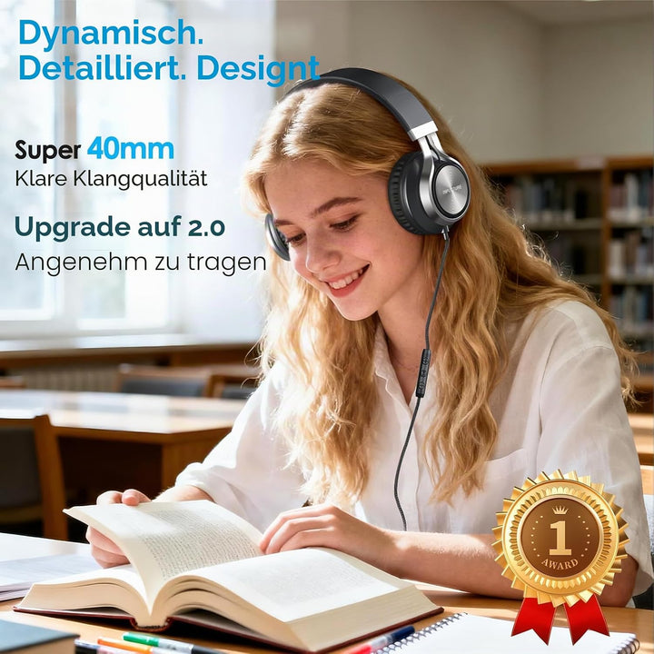 INFURTURE USB-C-Kopfhörer mit Mikrofon und Lautstärkeregler, Nur 191g Over Ear kopfhörer, Leicht Kop