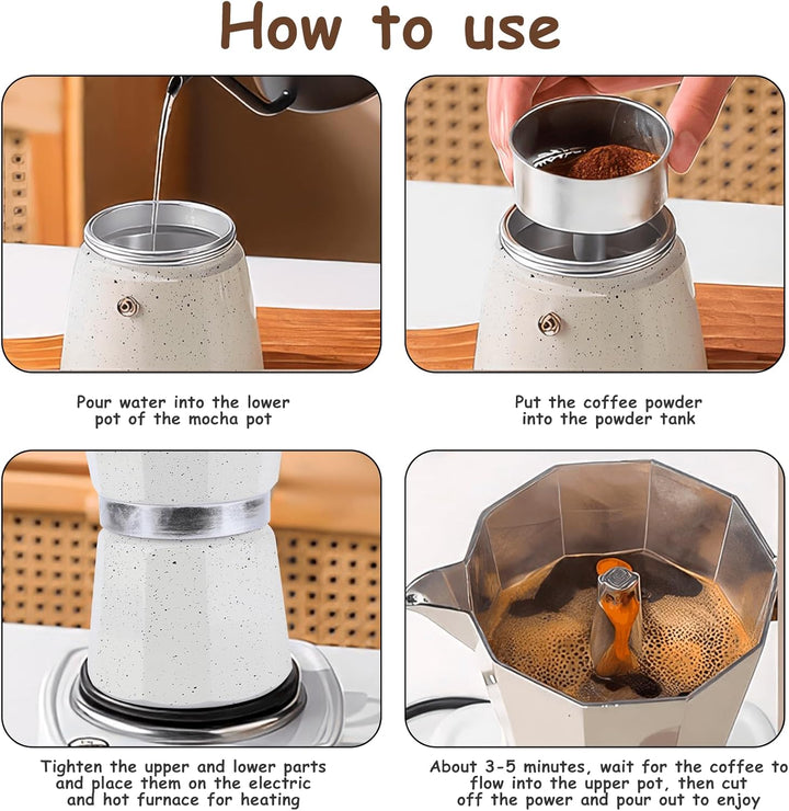 Palmcee Espressokocher für Den Herd, 6 Tassen Espressotassen Mokkakanne mit Filter, 300 ML, Italieni