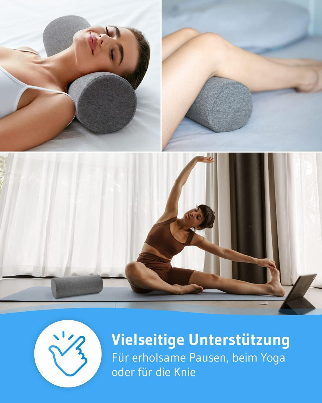 Nackenrolle UniROLL 12x32 cm | Kissen-Rolle für Nacken, Knie &amp; Yoga | Lagerungsrolle aus ergonomisch