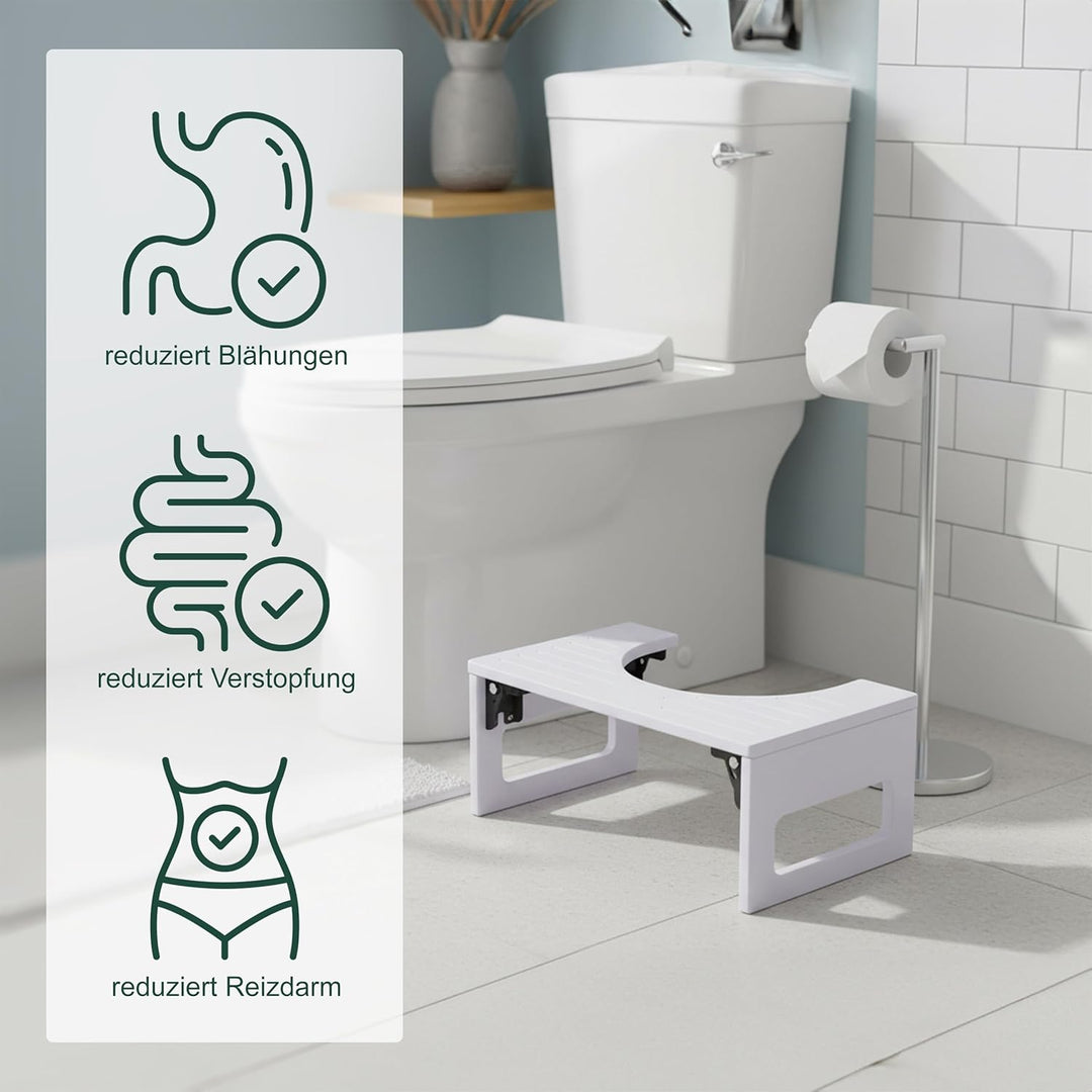 Relaxdays Toilettenhocker, klappbar, Hocker Toilettengang, Erwachsene, Bambus, rutschfest, HxBxT: 18