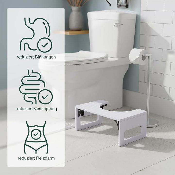 Relaxdays Toilettenhocker, klappbar, Hocker Toilettengang, Erwachsene, Bambus, rutschfest, HxBxT: 18