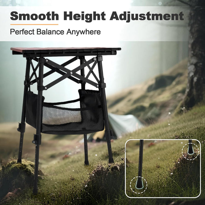 Odoland mini Campingtisch höhenverstellbar mit Aufbewahrungstasche, 40 x 30 cm Leicht Klapptisch aus