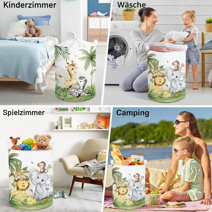 Clastyle Tropisches Tier Kinder Wäschekorb mit Henkel Faltbar Kleidung Spielzeug Aufbewahrungskorb J
