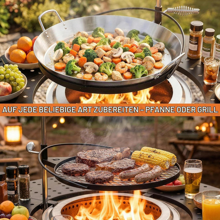onlyfire 3-in-1 Feuerstelle Surround Tischplatte für Solo Stove Bonfire 49,5cm, Höhenverstellbar &amp; 3