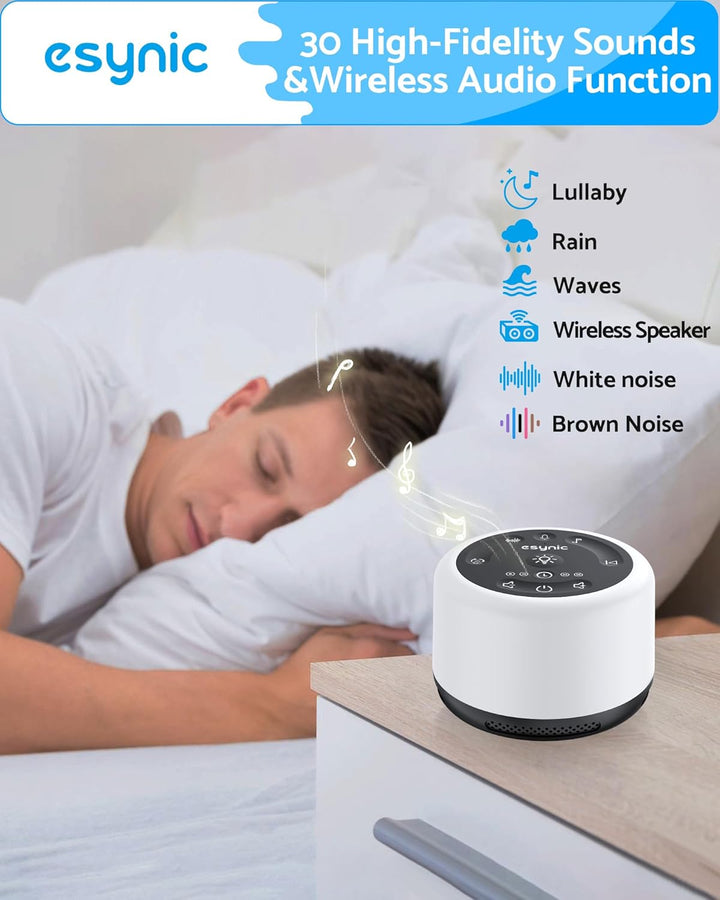 eSynic White Noise Machine Baby Weisses Rauschen Wood Design Weisses Rauschen Sound Machine Einschla