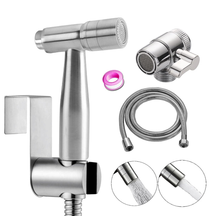 Bidet Edelstahl Handbrause, handgehaltenes Bidet-Toilettensprühgerät mit Dual-Modus (Jet/Stream) ， m