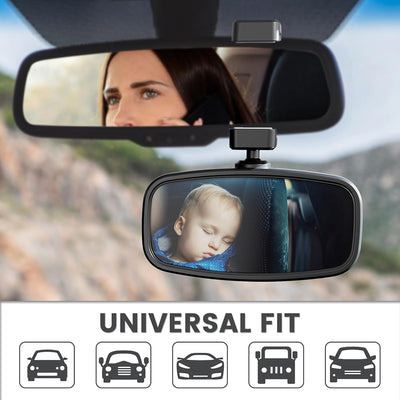 Spiegel Auto Baby, Rückspiegel Baby Auto mit Gefederten Clips, Glas-Spiegel, 360° Drehbar, Rücksitzs