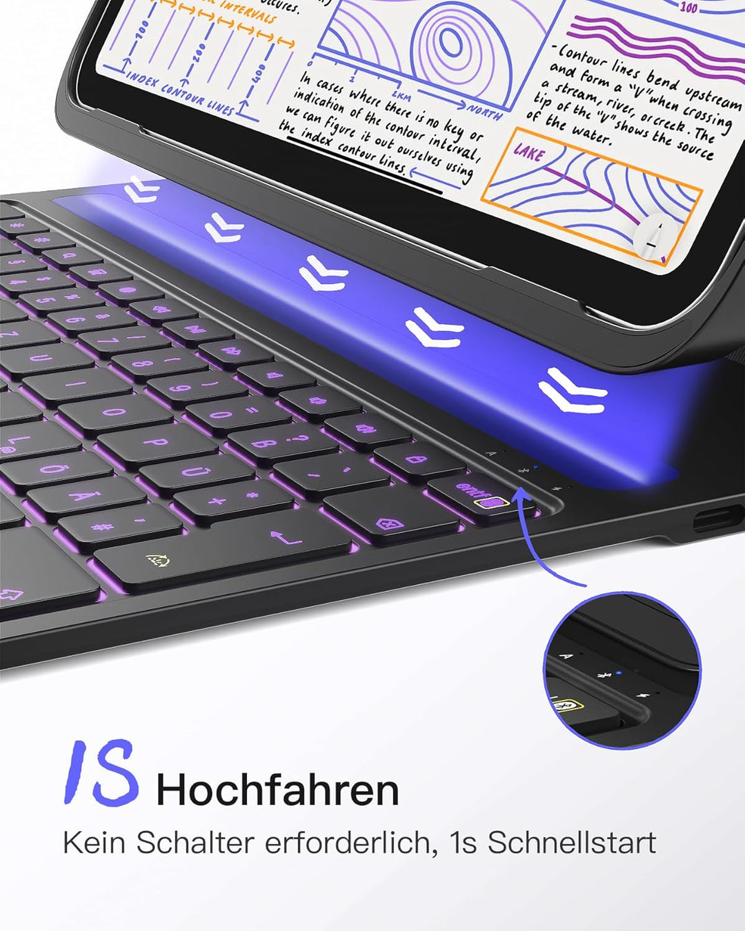 Inateck Ultraleichte Hülle mit Tastatur für iPad 10 Generation,iPad Air 6 11 Zoll 2024,iPad Air 5/4