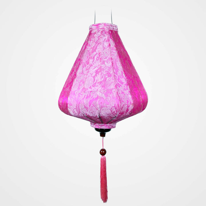 Asiatische Laterne aus Seide, Rosa, Durchmesser 30 cm – Traditionelle Hoi an Lampion aus Stoff, Bamb