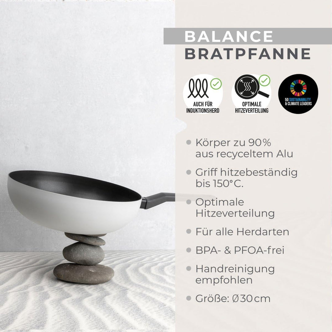 Fackelmann Wokpfanne Balance 30 cm, Antihaft-Wok aus 90% recyceltem Aluminium mit ergonomischem Kuns